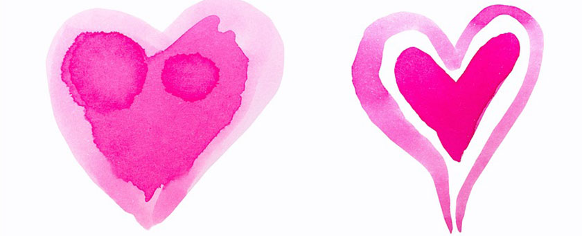 Aquarellherzen auf weißem Hintergrund